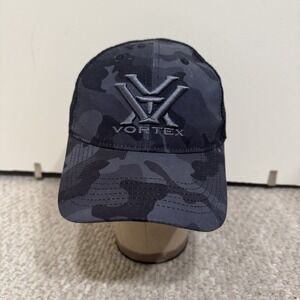 Vortex Optics Black Gray Camo Snap Back Trucker Hat Cap Mesh